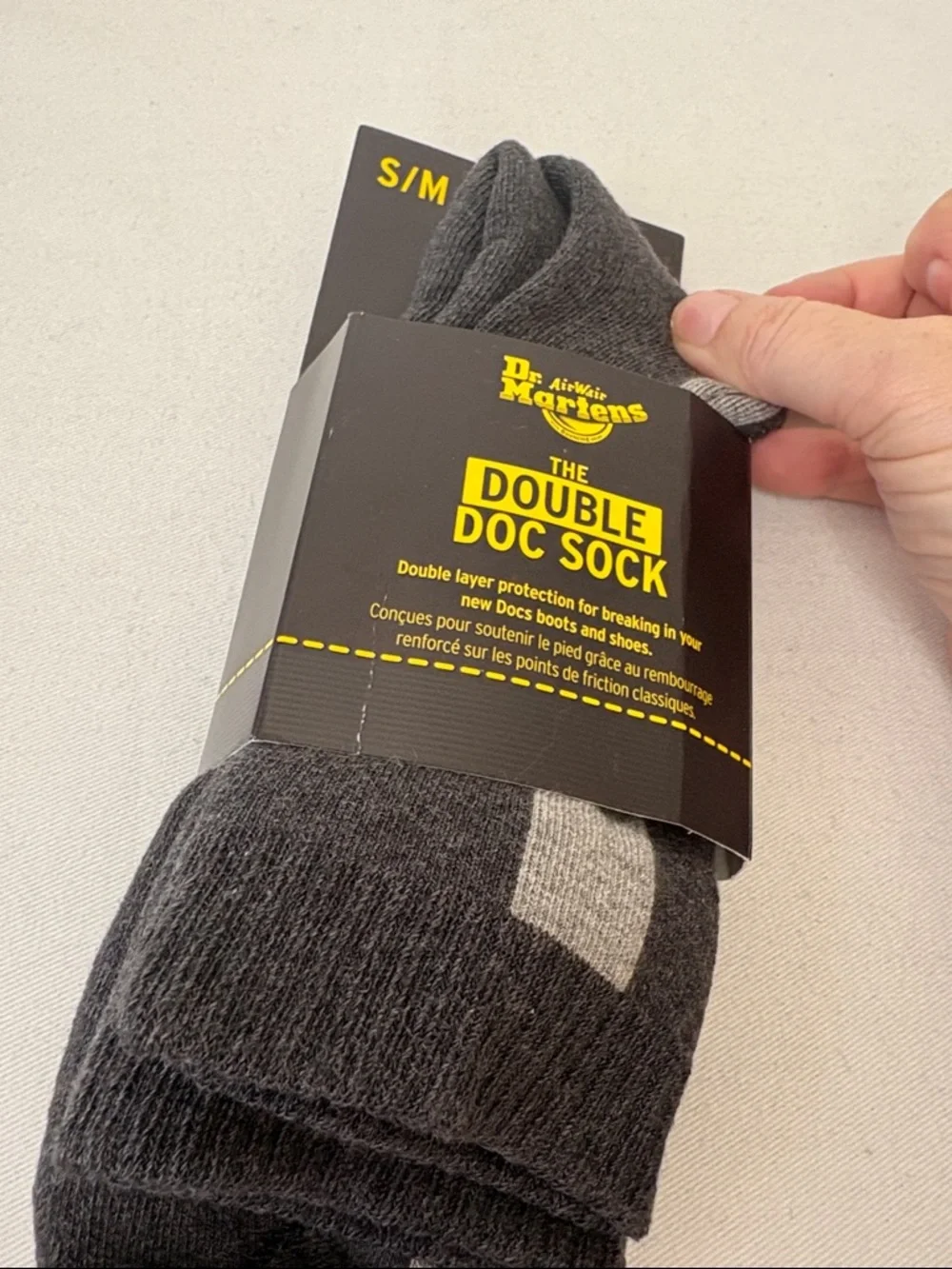 Dr. Martens Double Doc Sock Black Grey Striped‎ Crew Socks small Medium  New